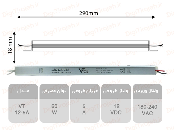 منبع تغذیه مدادی 5 آمپر ( 60 وات )